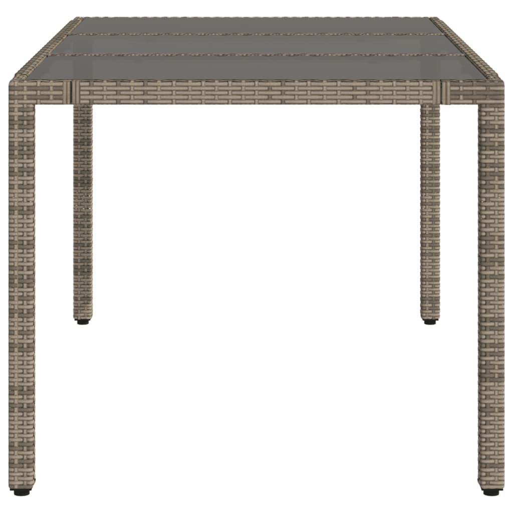vidaXL Garden Table with Glass Top Grey 150x90x75 cm Poly Rattan - 25555