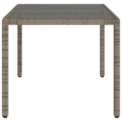 vidaXL Garden Table with Glass Top Grey 150x90x75 cm Poly Rattan - 25555