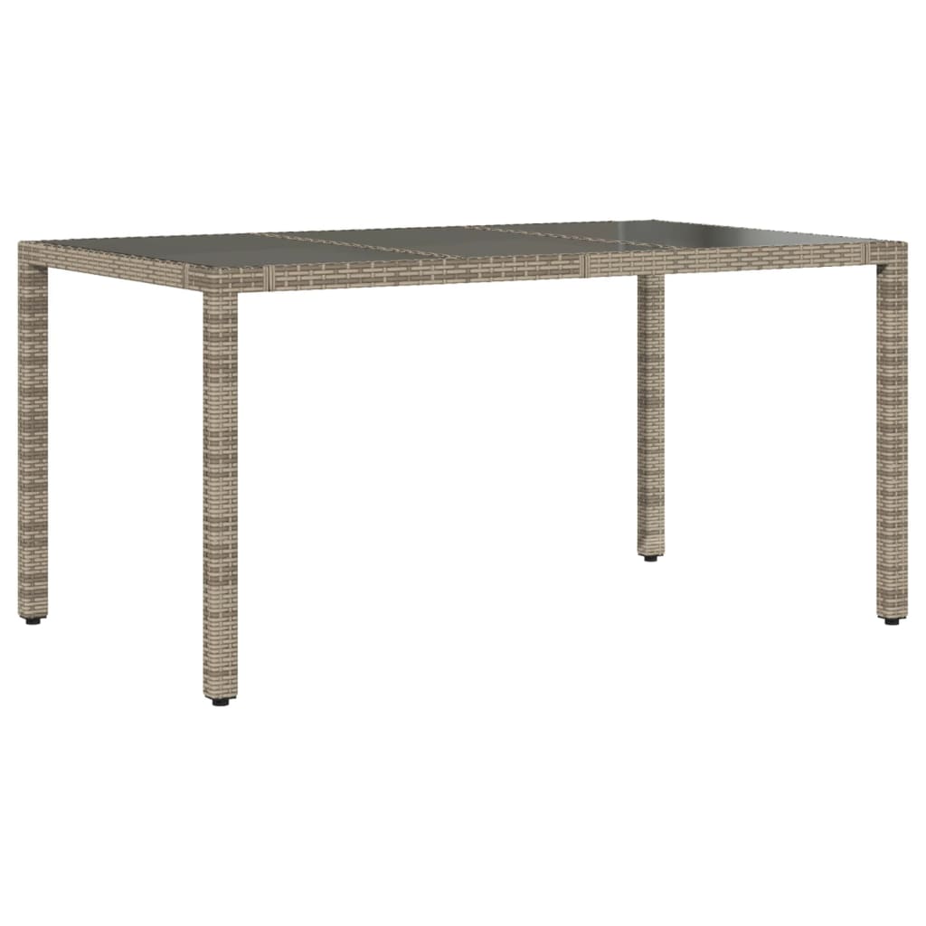 vidaXL Garden Table with Glass Top Grey 150x90x75 cm Poly Rattan - 25555