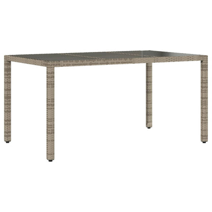 vidaXL Garden Table with Glass Top Grey 150x90x75 cm Poly Rattan - 25555