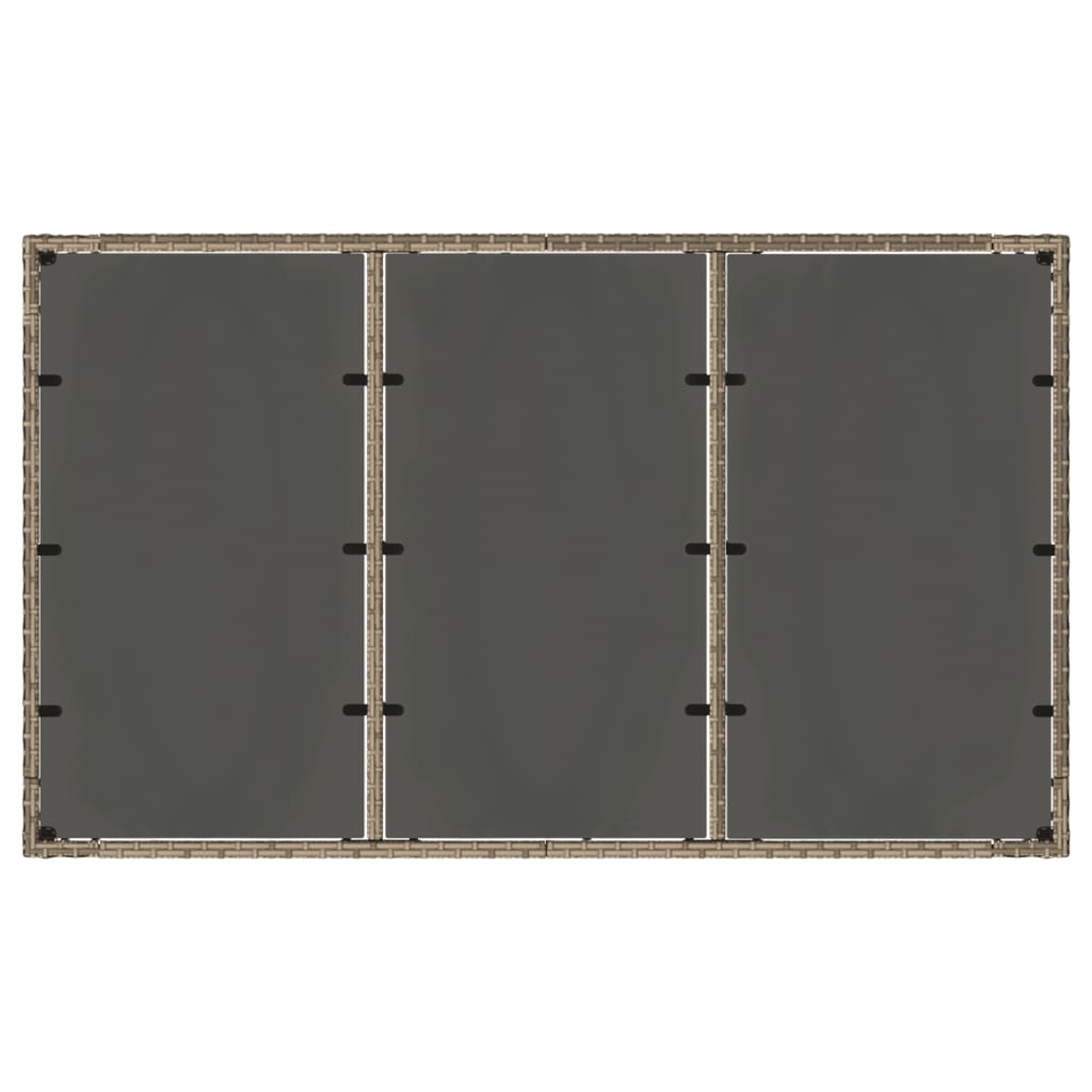 vidaXL Garden Table with Glass Top Grey 150x90x75 cm Poly Rattan - 25555