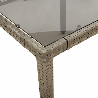 vidaXL Garden Table with Glass Top Grey 150x90x75 cm Poly Rattan - 25555