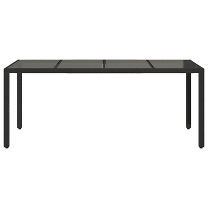 vidaXL Garden Table with Glass Top Black 190x90x75 cm Poly Rattan - 25556