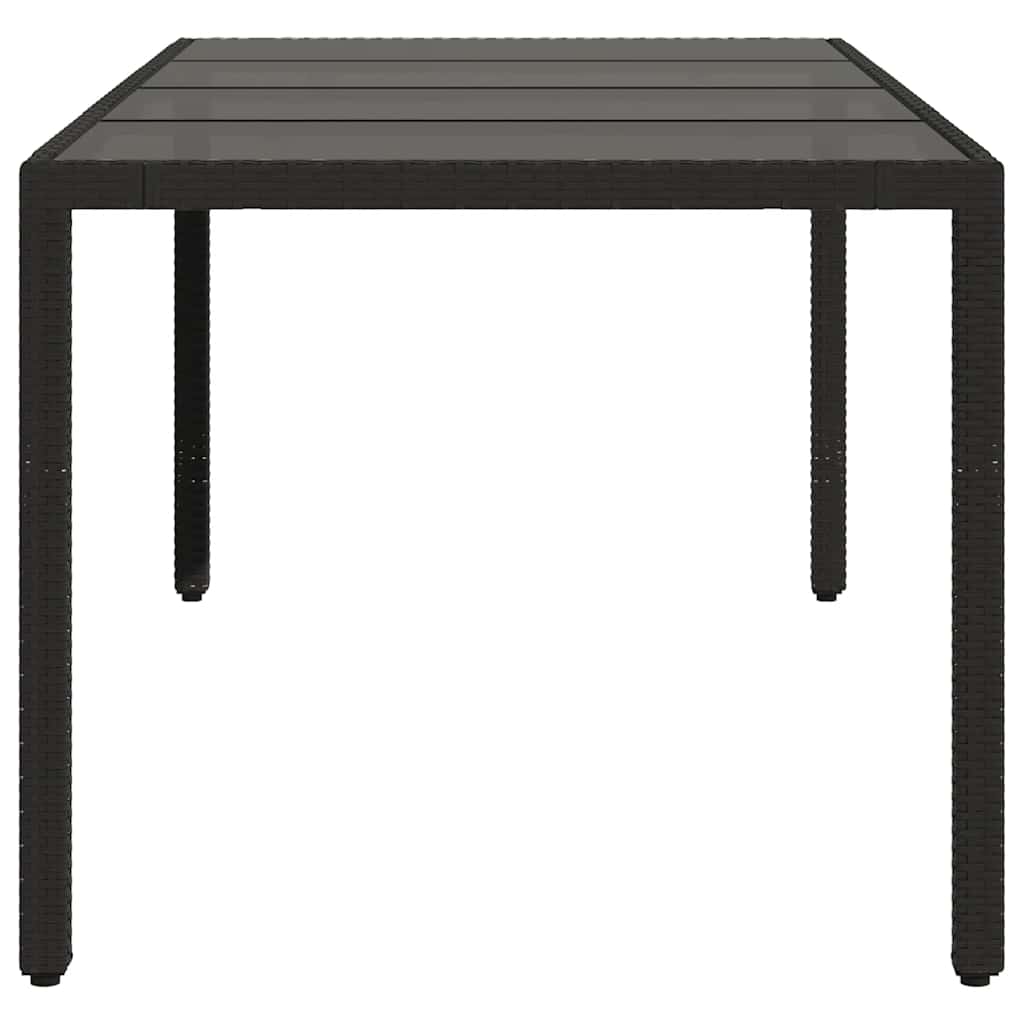 vidaXL Garden Table with Glass Top Black 190x90x75 cm Poly Rattan - 25556