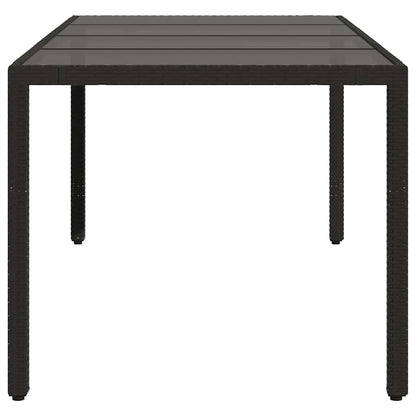 vidaXL Garden Table with Glass Top Black 190x90x75 cm Poly Rattan - 25556