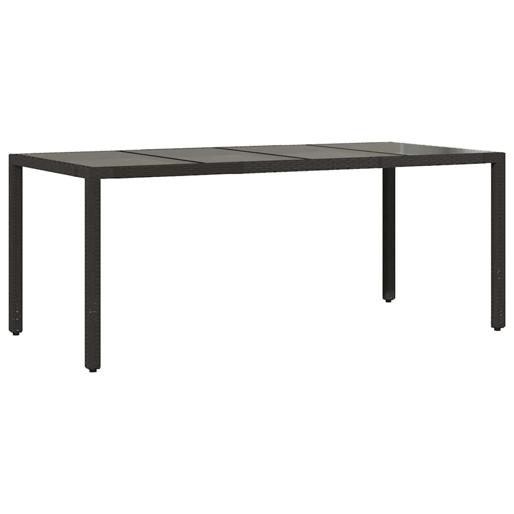 vidaXL Garden Table with Glass Top Black 190x90x75 cm Poly Rattan - 25556