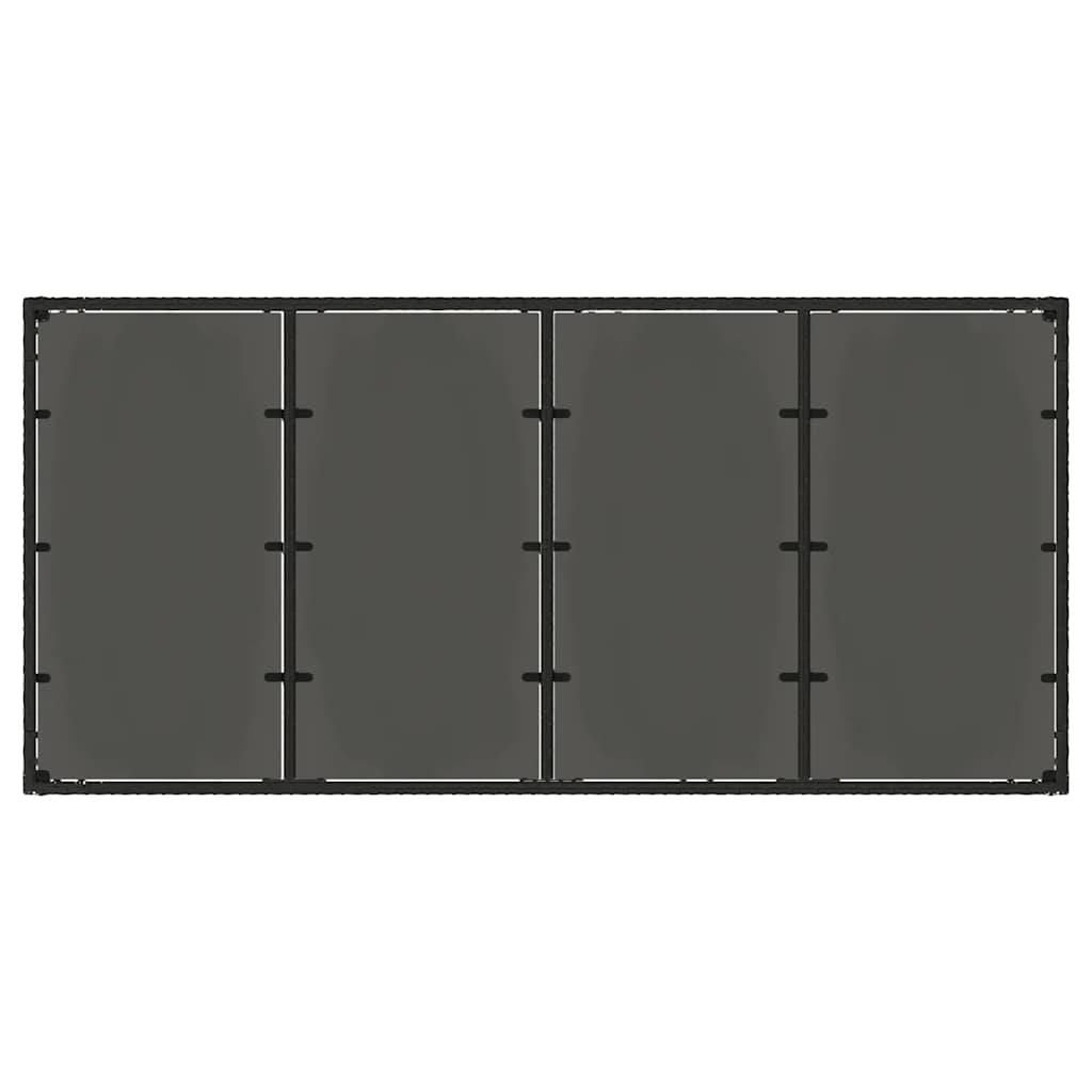 vidaXL Garden Table with Glass Top Black 190x90x75 cm Poly Rattan - 25556
