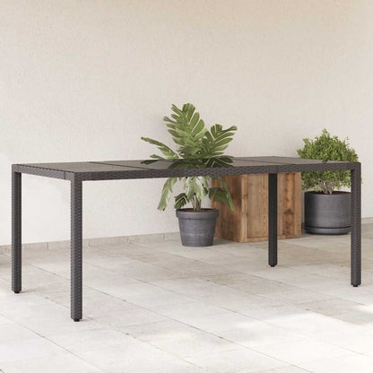 vidaXL Garden Table with Glass Top Black 190x90x75 cm Poly Rattan - 25556