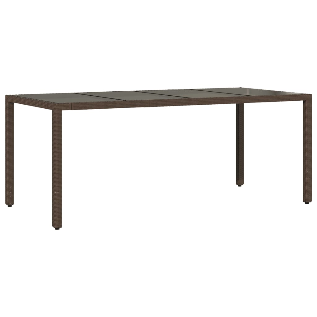 vidaXL Garden Table with Glass Top Brown 190x90x75 cm Poly Rattan - 25558
