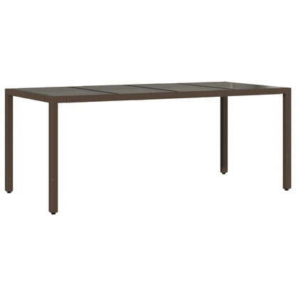 vidaXL Garden Table with Glass Top Brown 190x90x75 cm Poly Rattan - 25558