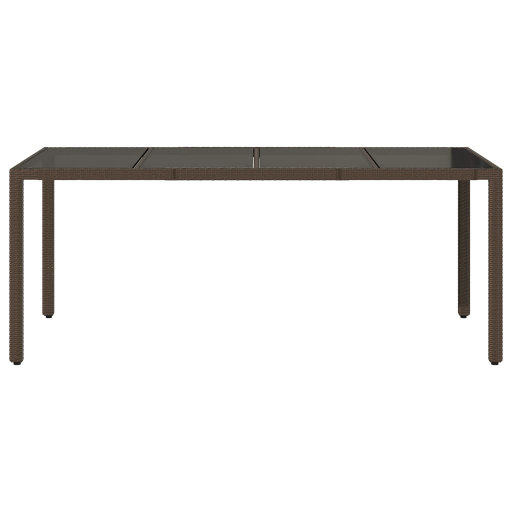 vidaXL Garden Table with Glass Top Brown 190x90x75 cm Poly Rattan - 25558