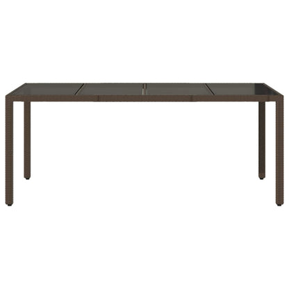 vidaXL Garden Table with Glass Top Brown 190x90x75 cm Poly Rattan - 25558