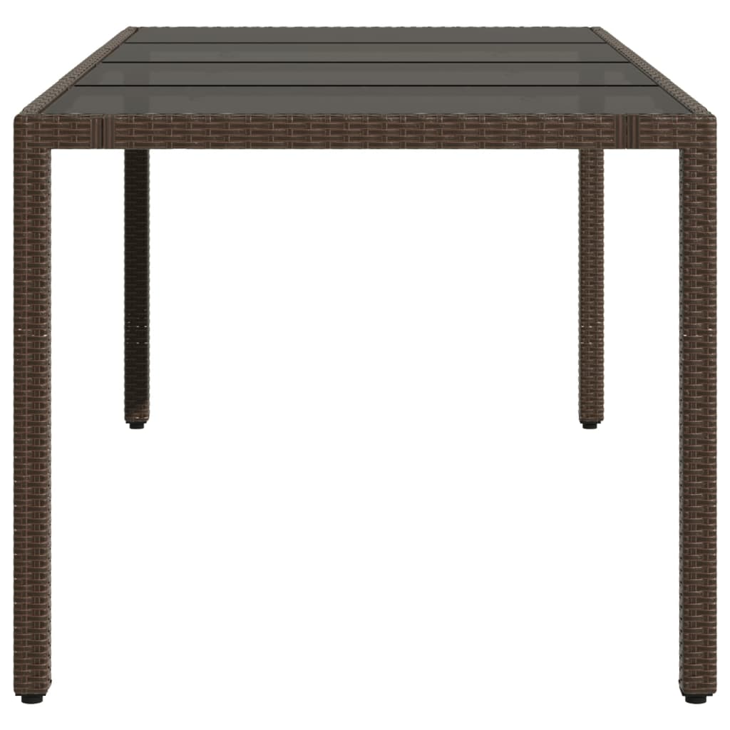 vidaXL Garden Table with Glass Top Brown 190x90x75 cm Poly Rattan - 25558