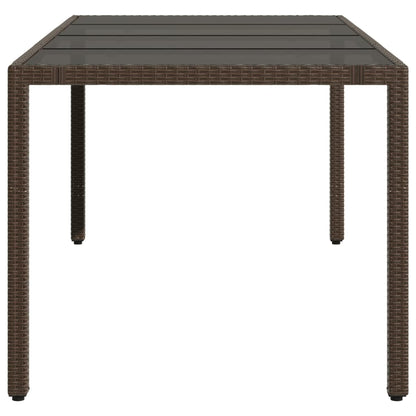 vidaXL Garden Table with Glass Top Brown 190x90x75 cm Poly Rattan - 25558