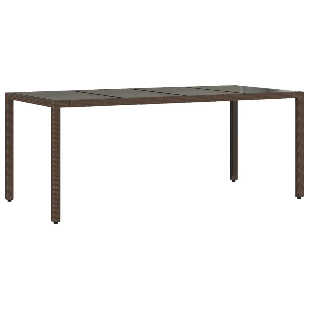 vidaXL Garden Table with Glass Top Brown 190x90x75 cm Poly Rattan - 25558
