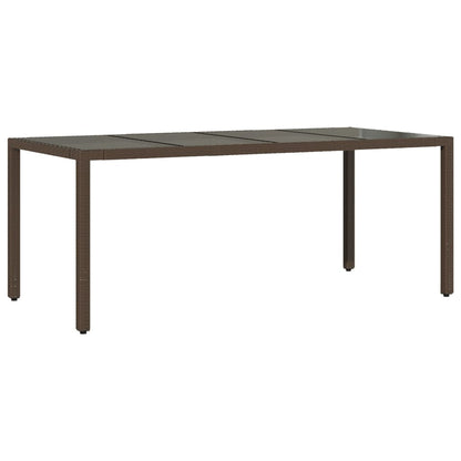 vidaXL Garden Table with Glass Top Brown 190x90x75 cm Poly Rattan - 25558