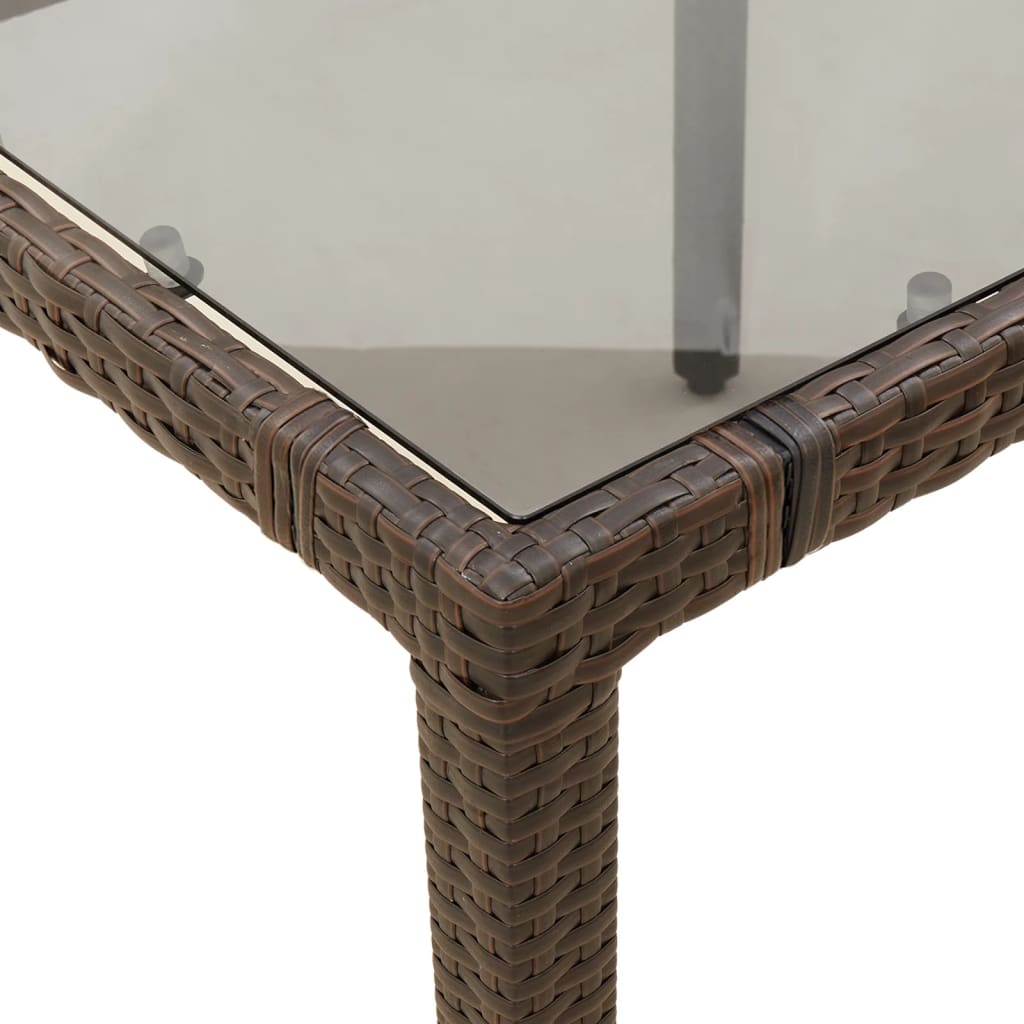 vidaXL Garden Table with Glass Top Brown 190x90x75 cm Poly Rattan - 25558