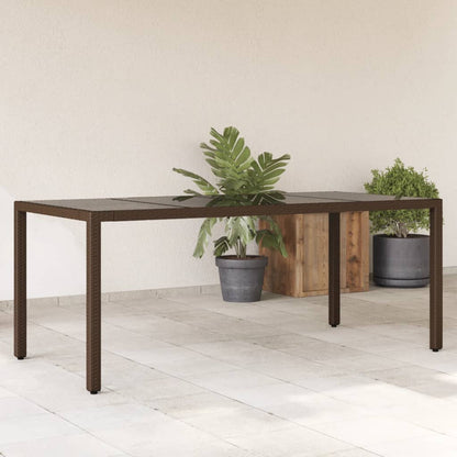 vidaXL Garden Table with Glass Top Brown 190x90x75 cm Poly Rattan - 25558