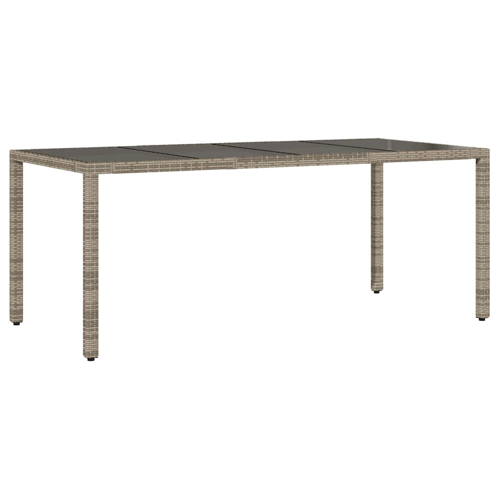 vidaXL Garden Table with Glass Top Grey 190x90x75 cm Poly Rattan - 25571