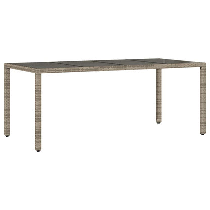 vidaXL Garden Table with Glass Top Grey 190x90x75 cm Poly Rattan - 25571