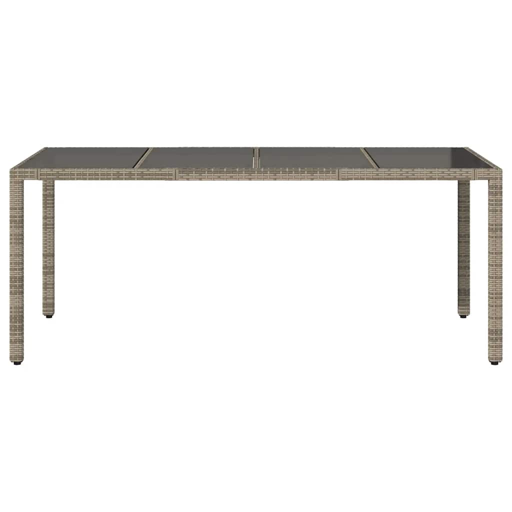 vidaXL Garden Table with Glass Top Grey 190x90x75 cm Poly Rattan - 25571