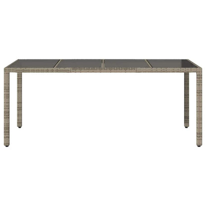 vidaXL Garden Table with Glass Top Grey 190x90x75 cm Poly Rattan - 25571