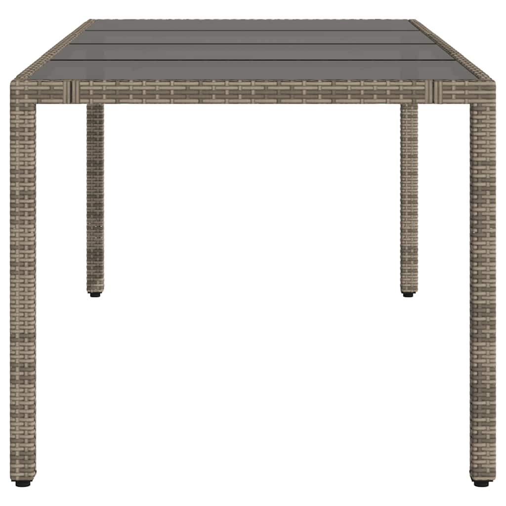 vidaXL Garden Table with Glass Top Grey 190x90x75 cm Poly Rattan - 25571