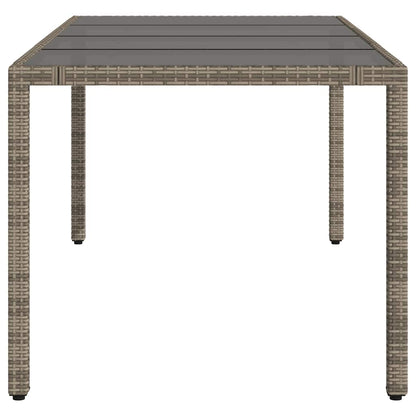 vidaXL Garden Table with Glass Top Grey 190x90x75 cm Poly Rattan - 25571