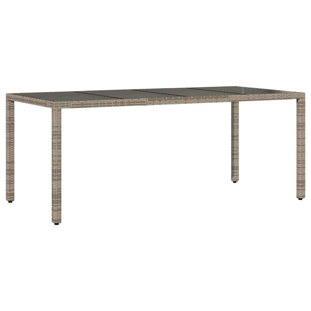 vidaXL Garden Table with Glass Top Grey 190x90x75 cm Poly Rattan - 25571