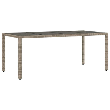 vidaXL Garden Table with Glass Top Grey 190x90x75 cm Poly Rattan - 25571