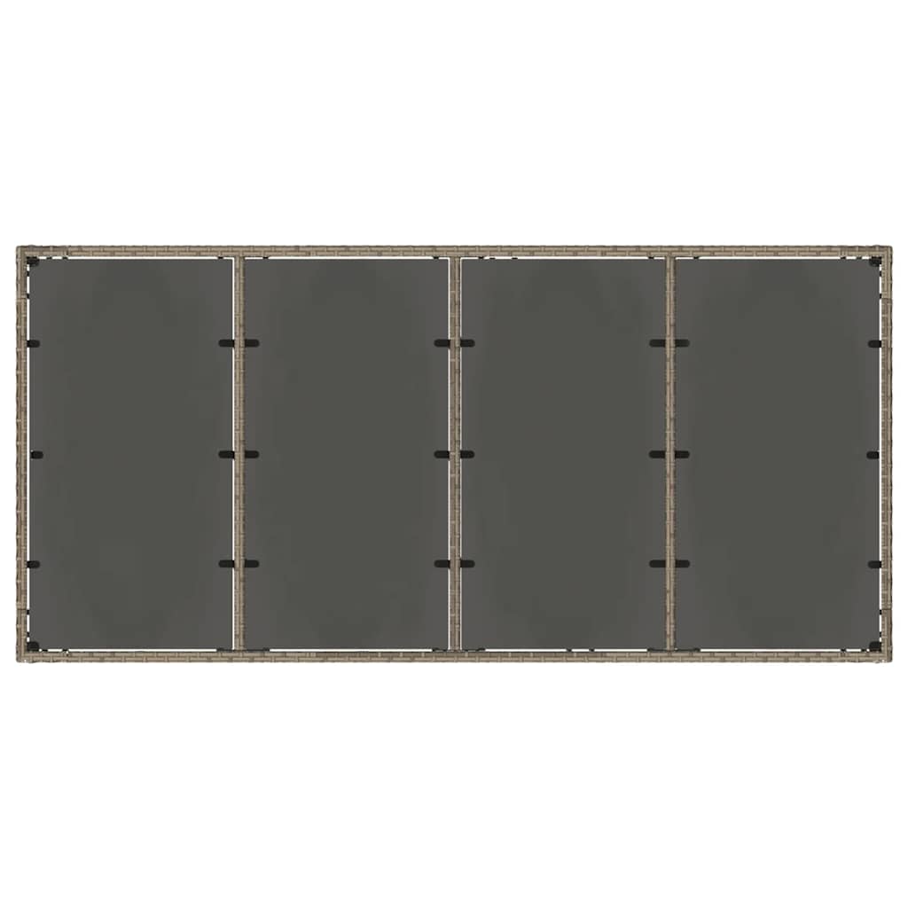 vidaXL Garden Table with Glass Top Grey 190x90x75 cm Poly Rattan - 25571