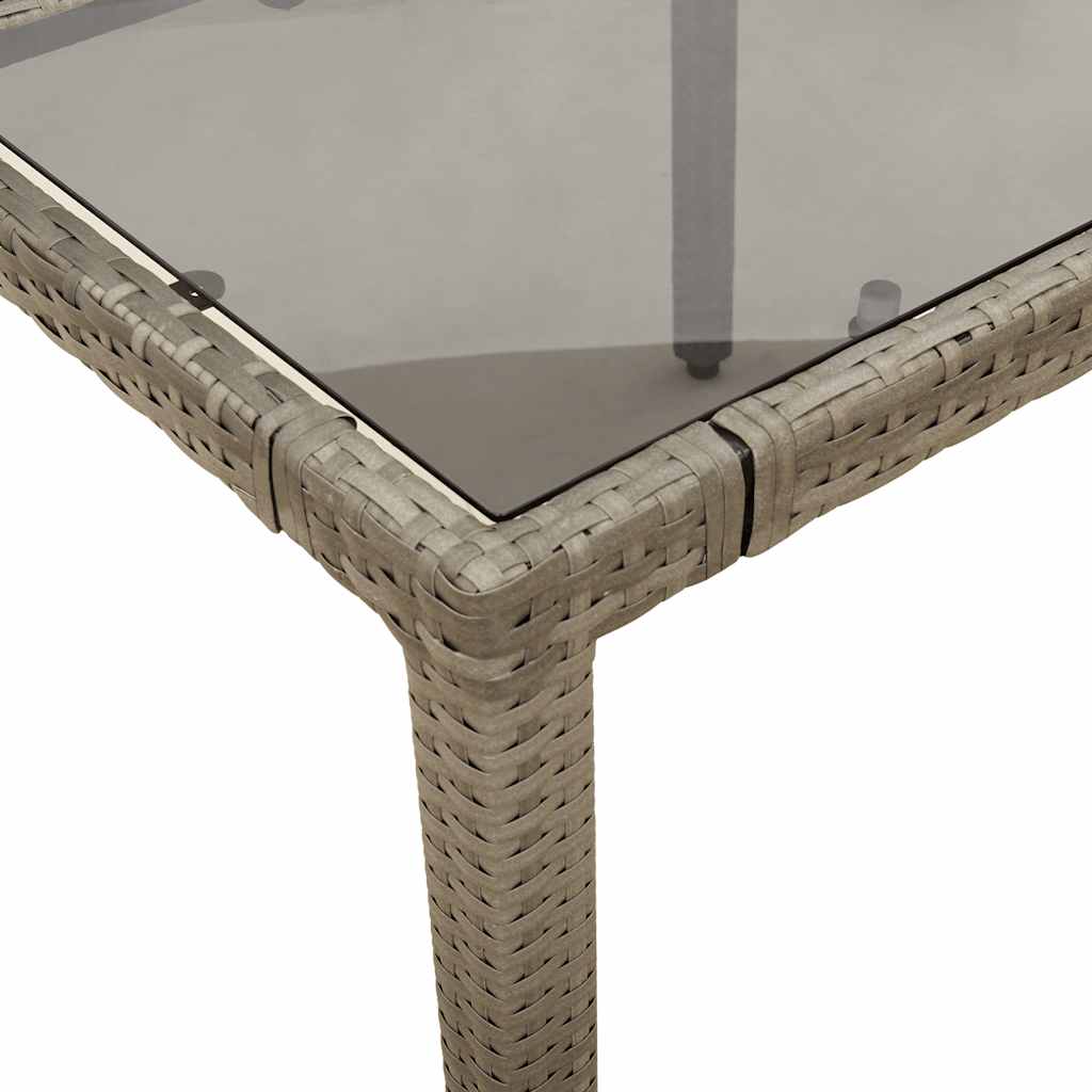 vidaXL Garden Table with Glass Top Grey 190x90x75 cm Poly Rattan - 25571