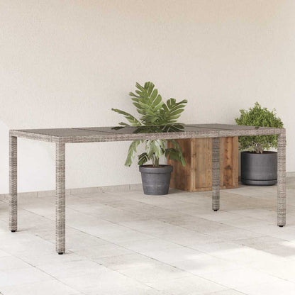 vidaXL Garden Table with Glass Top Grey 190x90x75 cm Poly Rattan - 25571