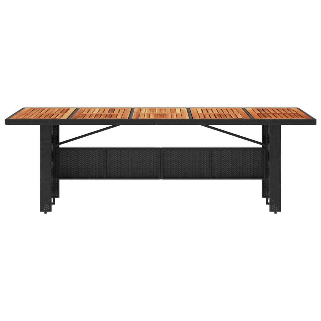 vidaXL Garden Table with Acacia Wood Top Black 240x90x75 cm Poly Rattan