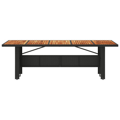 vidaXL Garden Table with Acacia Wood Top Black 240x90x75 cm Poly Rattan