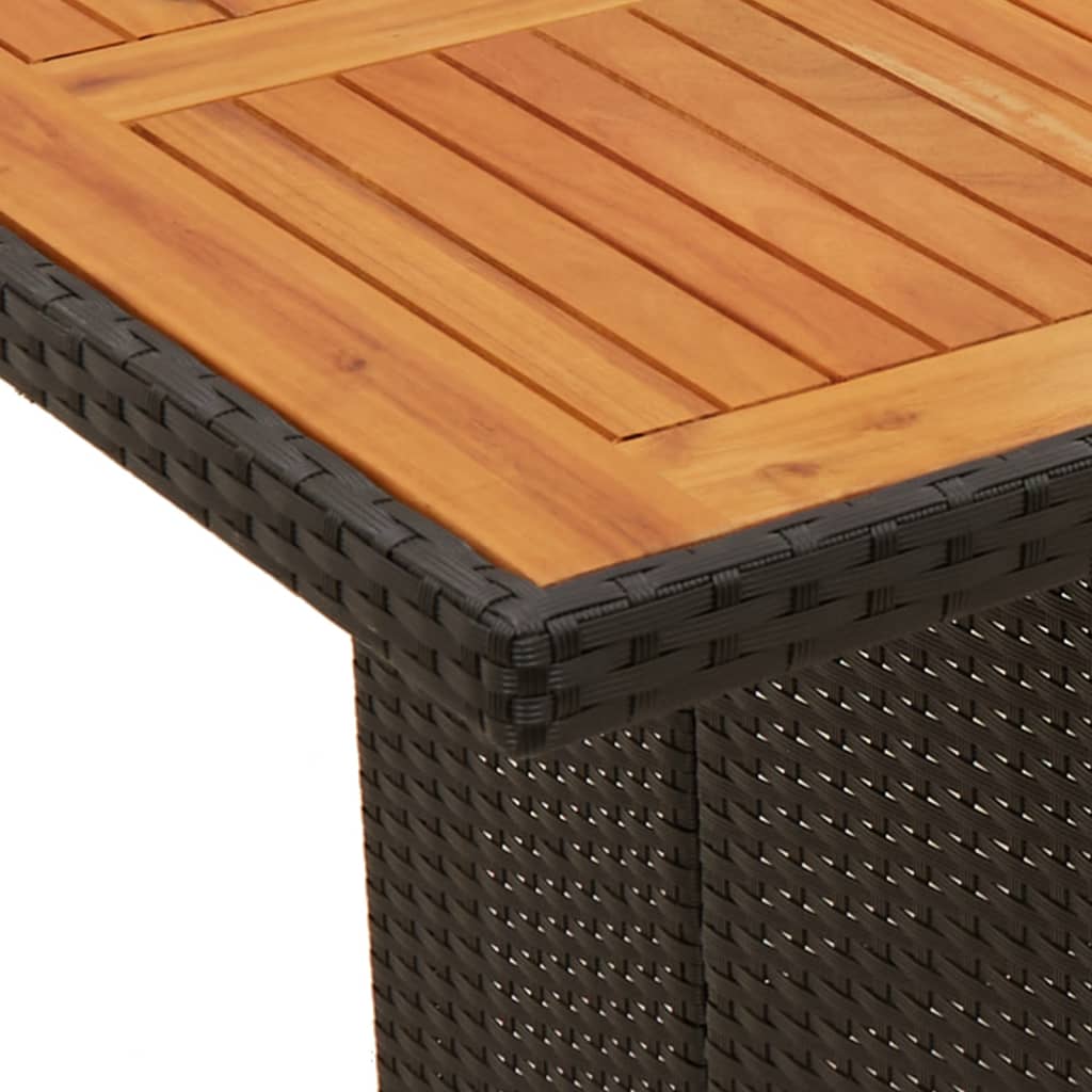 vidaXL Garden Table with Acacia Wood Top Black 240x90x75 cm Poly Rattan