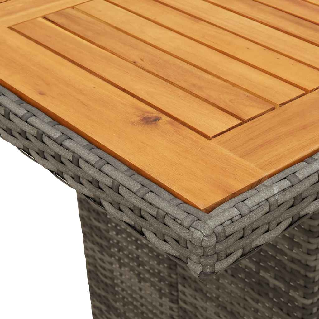 vidaXL Garden Table with Acacia Wood Top Grey 240x90x75 cm Poly Rattan