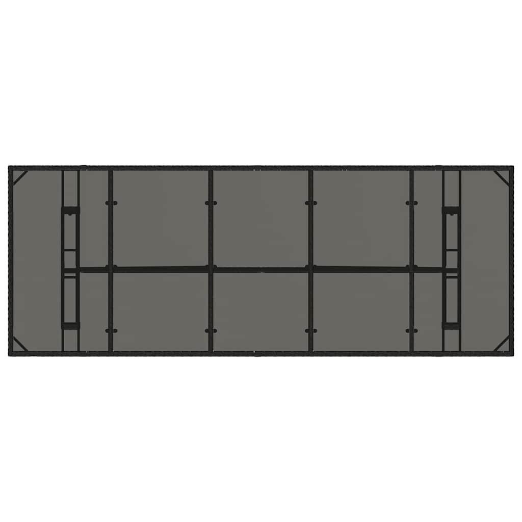 vidaXL Garden Table with Glass Top Black 240x90x75 cm Poly Rattan