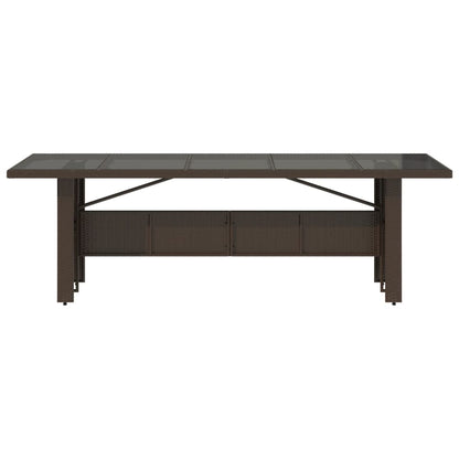 vidaXL Garden Table with Glass Top Brown 240x90x75 cm Poly Rattan