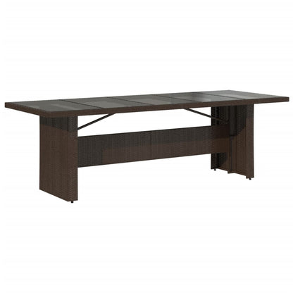 vidaXL Garden Table with Glass Top Brown 240x90x75 cm Poly Rattan
