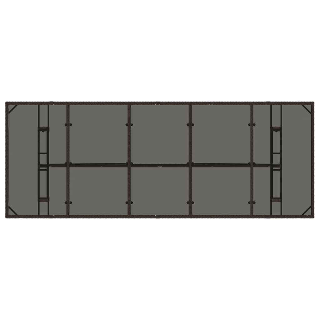 vidaXL Garden Table with Glass Top Brown 240x90x75 cm Poly Rattan