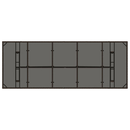 vidaXL Garden Table with Glass Top Brown 240x90x75 cm Poly Rattan