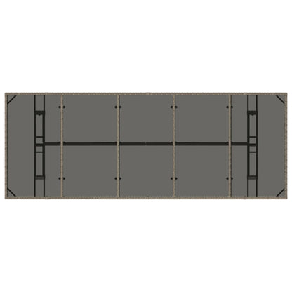 vidaXL Garden Table with Glass Top Grey 240x90x75 cm Poly Rattan