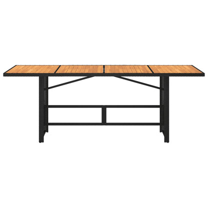 vidaXL Garden Table with Acacia Wood Top Black 190x80x75 cm Poly Rattan