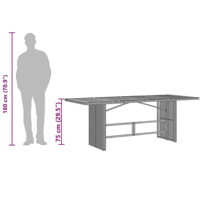 vidaXL Garden Table with Acacia Wood Top Grey 190x80x75 cm Poly Rattan