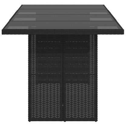 vidaXL Garden Table with Glass Top Black 190x80x75 cm Poly Rattan