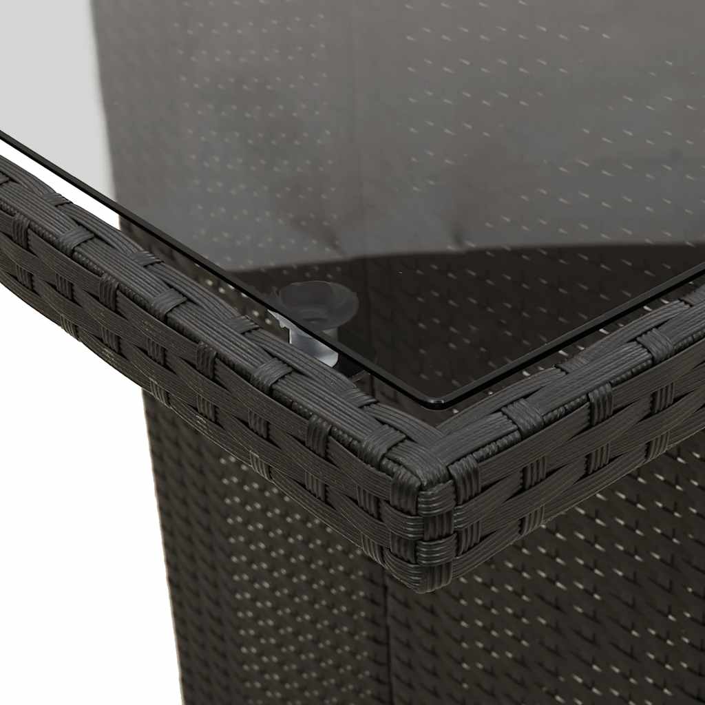 vidaXL Garden Table with Glass Top Black 190x80x75 cm Poly Rattan