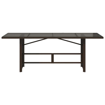 vidaXL Garden Table with Glass Top Brown 190x80x75 cm Poly Rattan