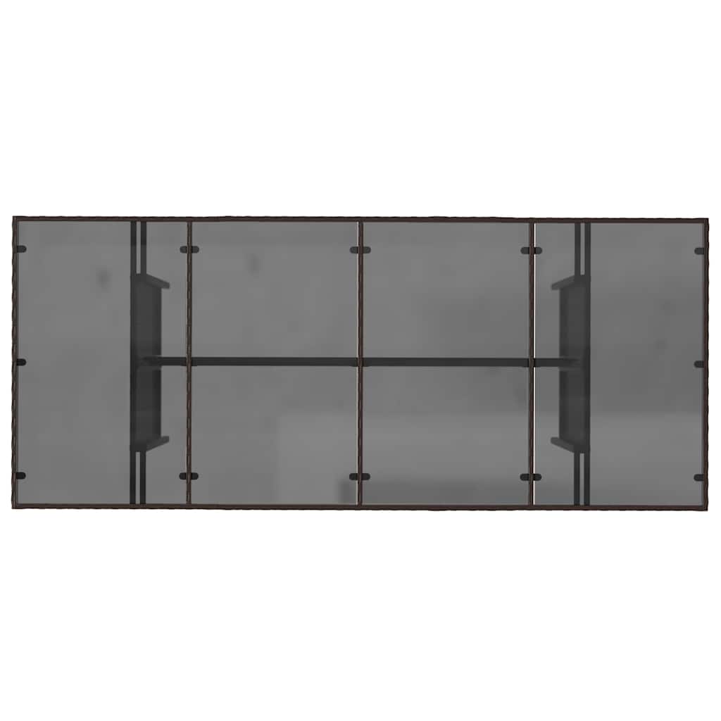 vidaXL Garden Table with Glass Top Brown 190x80x75 cm Poly Rattan