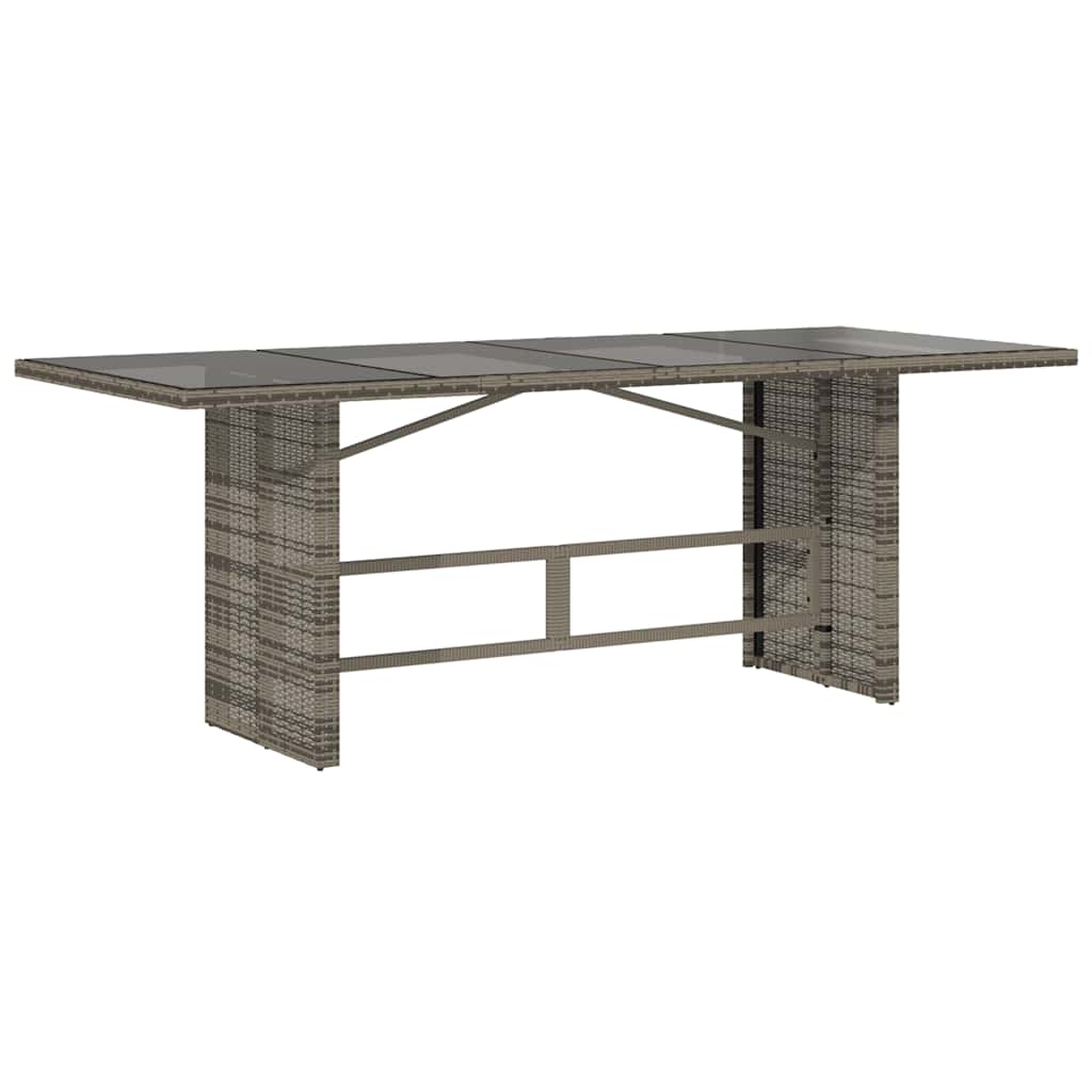 vidaXL Garden Table with Glass Top Grey 190x80x75 cm Poly Rattan